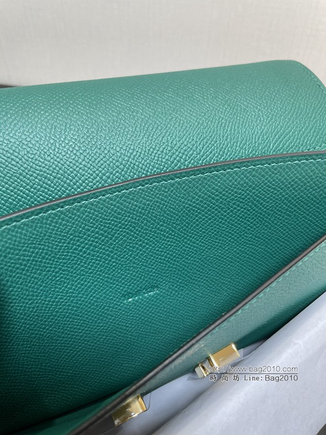 Hermes女士小挎包 愛馬仕Constance康康to go斜挎包 墨綠金扣  tdh2288